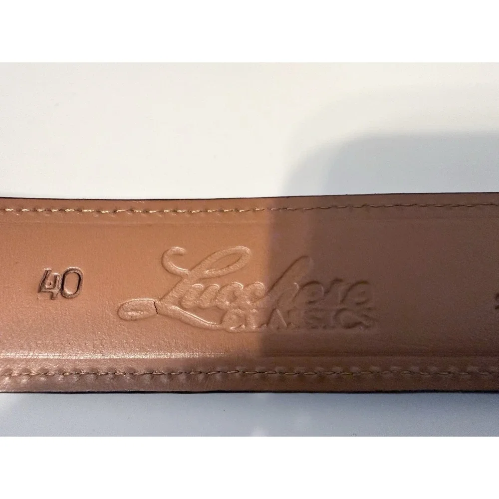 Lucchese Classics Black Cherry Goat Leather Belt w/ Ranger Buckle Set 40 W2201